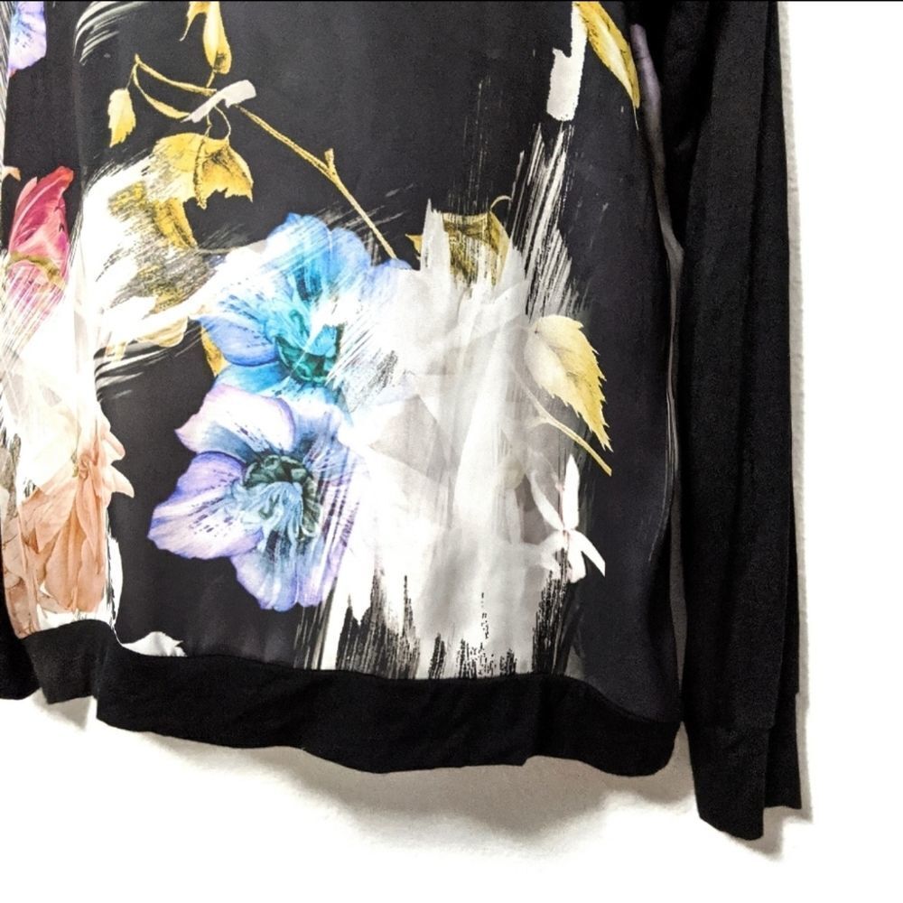 SINGLE LOS ANGELES Silk Floral V-Neck Top M - Picture 3 of 6